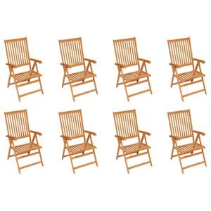 vidaXL Garden Chair Set of 8 Teak Solid Teak Wood Standard Foldable