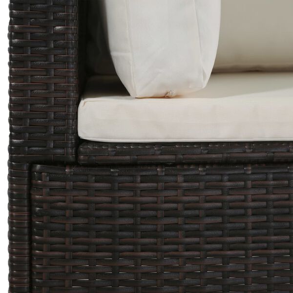 vidaXL Sofa Set Brown and cream white PE (polyethylene) rattan Medium