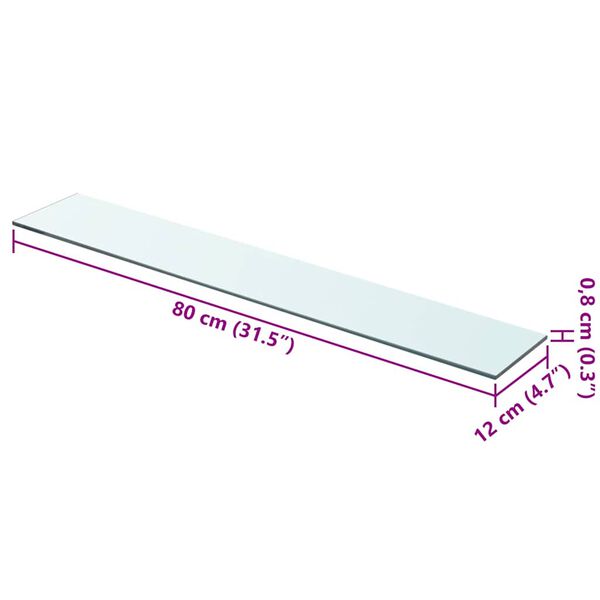 vidaXL Glass Panel Clear Tempered glass 31.5 x 4.7 in Glass surface