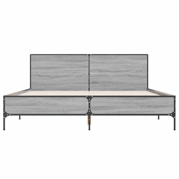 vidaXL Bed Frame Grey Sonoma Engineered wood, metal, plywood