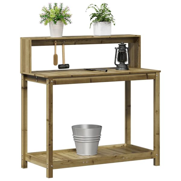 vidaXL Potting Table Natural Wood Finish