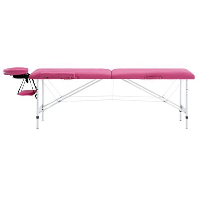 vidaXL Foldable Massage Table 2 Zones Aluminum Pink
