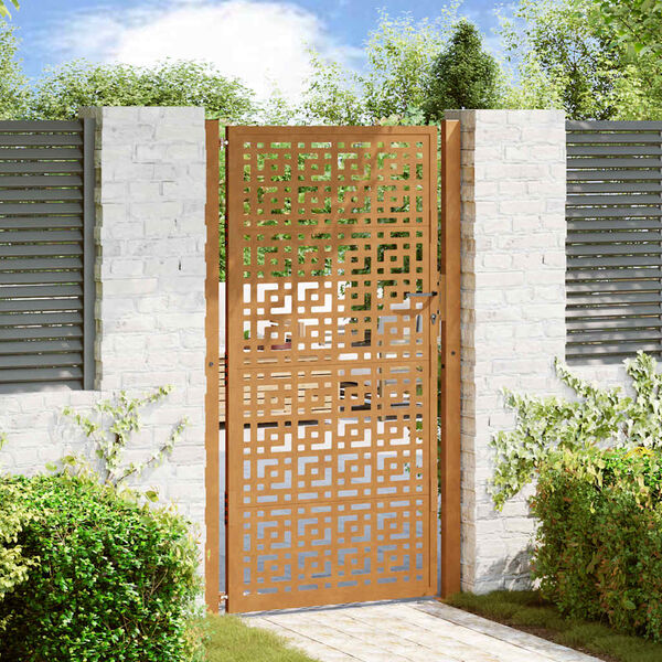 vidaXL Garden Gate 39.4x68.9" Weathering Steel Cross Design