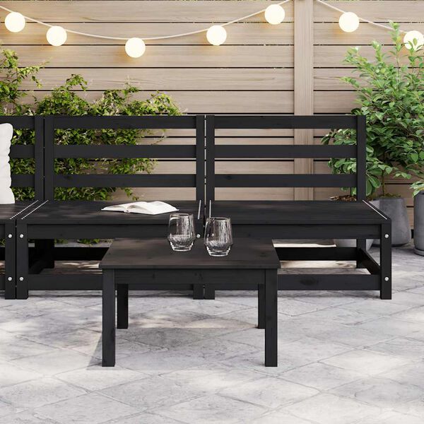 vidaXL Middle Sofa Black Solid pine wood Medium Modular Middle Sofa