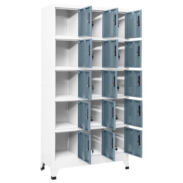vidaXL Locker Cabinet Light grey and dark grey Steel Large