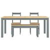 vidaXL Dining Set Panama Grey Solid Pinewood with Honey Wax Finish
