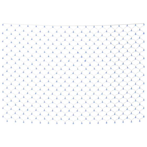 vidaXL LED Net Light Blue PVC 13.1 x 13.1 ft with a 16.4 ft extension lead