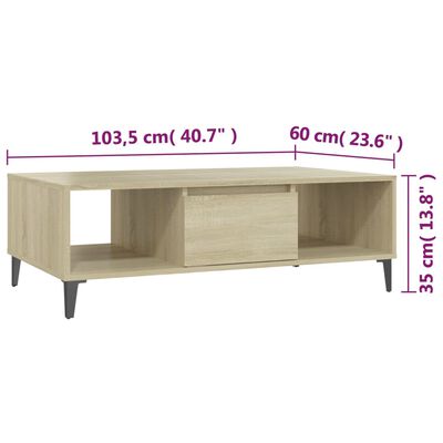 vidaXL Coffee Table Sonoma Oak 40.7"x23.6"x13.8" Engineered Wood