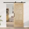 vidaXL Sliding Door Natural and Black 32.68 x 79.53 in Solid Pine Wood