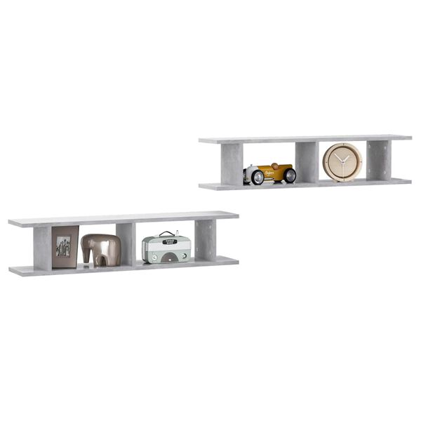 vidaXL Wall Shelf Set of 2 Concrete Grey Engineered Wood Medium