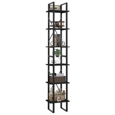 vidaXL 6-Tier Book Cabinet Black 15.7"x11.8"x82.7" Engineered Wood