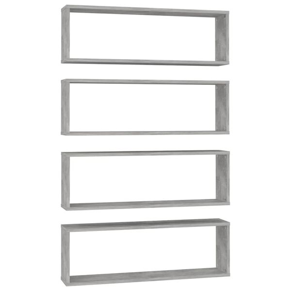 vidaXL Wall Shelf Set of 4 Concrete grey Engineered wood