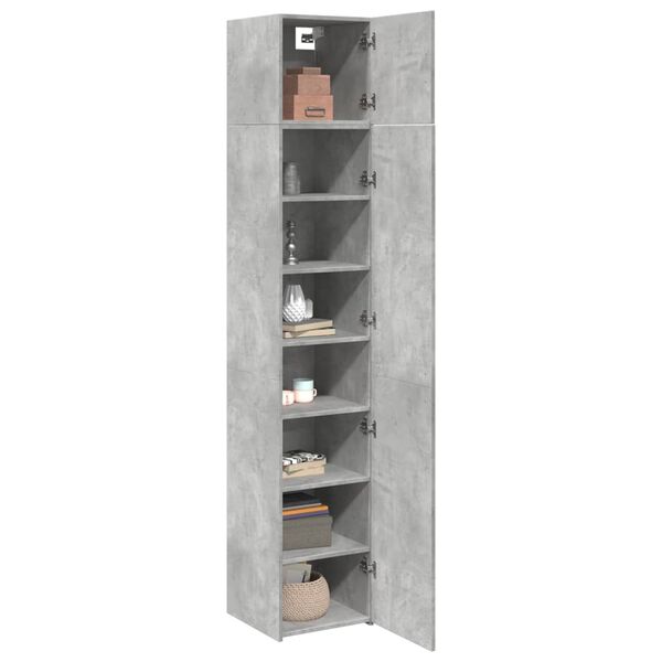 vidaXL Slim Storage Cabinet Concrete gray Engineered wood Slim