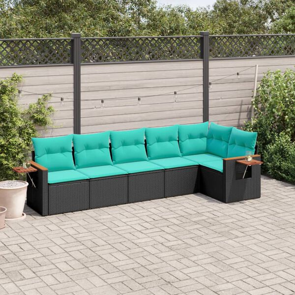 vidaXL Patio Sofa Set Black, Blue