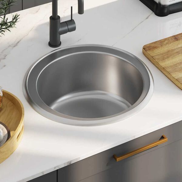 vidaXL Kitchen Sink with Strainer Stainless Steel