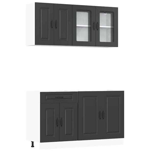 vidaXL Kitchen Cabinet Set Black Engineered wood Adjustable Feet