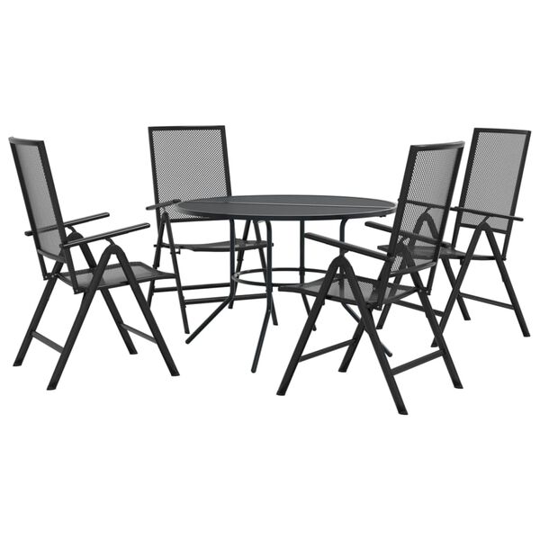 vidaXL Garden Chair Set Anthracite Powder-coated steel Medium Foldable