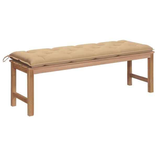 vidaXL Patio Bench with Beige Cushion 59.1" Solid Teak Wood