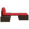 vidaXL Patio Double Sun Lounger Brown with Red Cushions