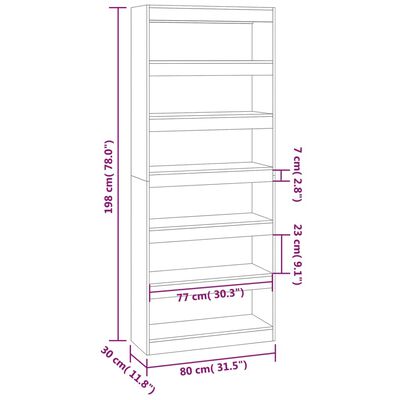 vidaXL Book Cabinet/Room Divider Concrete Gray 31.5"x11.8"x78" Engineered Wood