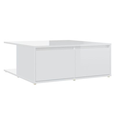 vidaXL Coffee Table High Gloss White 31.5"x31.5"x12.2" Engineered Wood