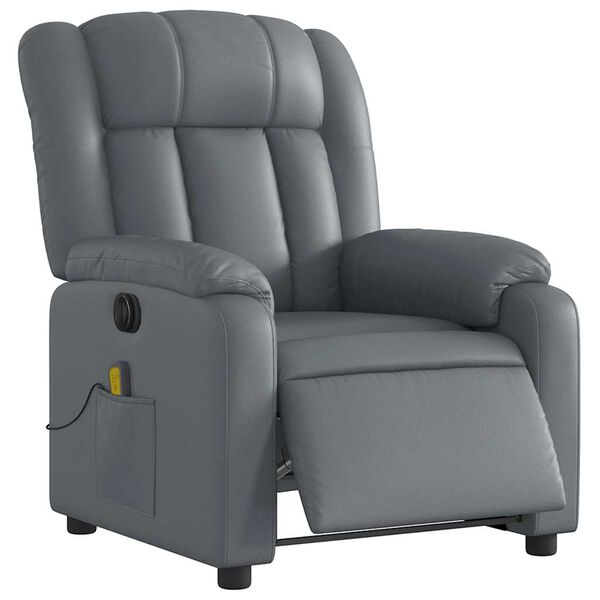 vidaXL Electric Massage Recliner Chair Gray Faux leather, metal, plywood