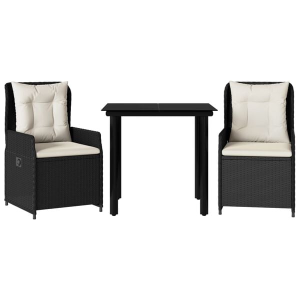 vidaXL Garden Dining Set Black, Cream White