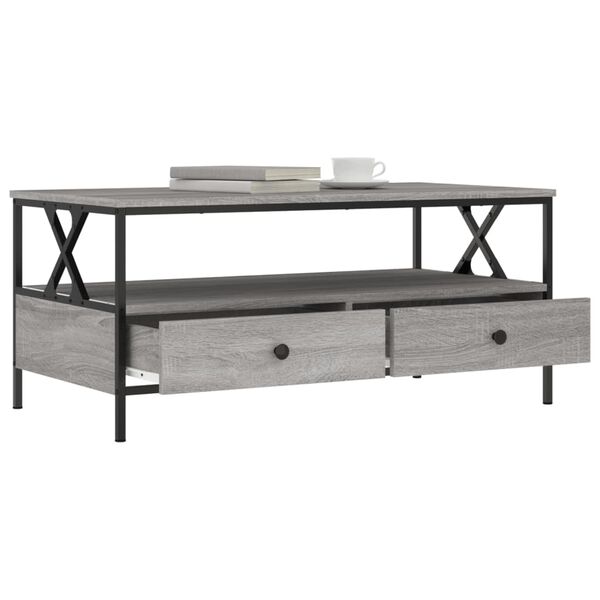 vidaXL Coffee Table Grey Sonoma Engineered wood, Metal Medium