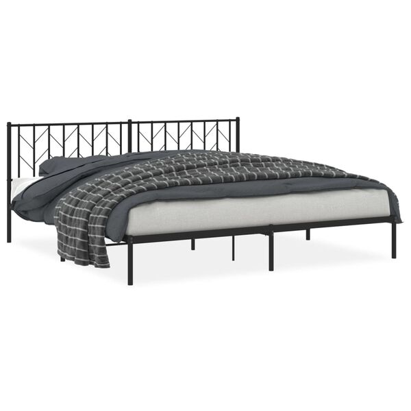 vidaXL Bed Frame Black Powder-coated steel Full Bed Frame Rectangular