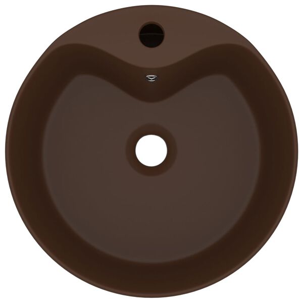vidaXL Luxury Wash Basin with Overflow Matt Dark Brown 14.2x5.1" Ceramic