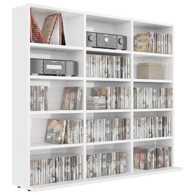 vidaXL CD Cabinet High Gloss White 40.2"x9.1"x35.2" Engineered Wood