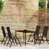 vidaXL Garden Dining Set Black Powder-coated steel, glass, PE rattan