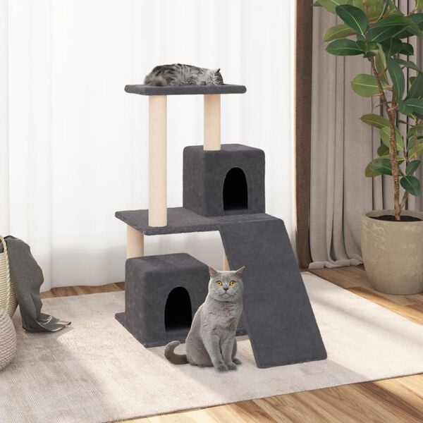 vidaXL Cat Tree Dark Gray Engineered wood 32.3 in high Tough Cat Tree