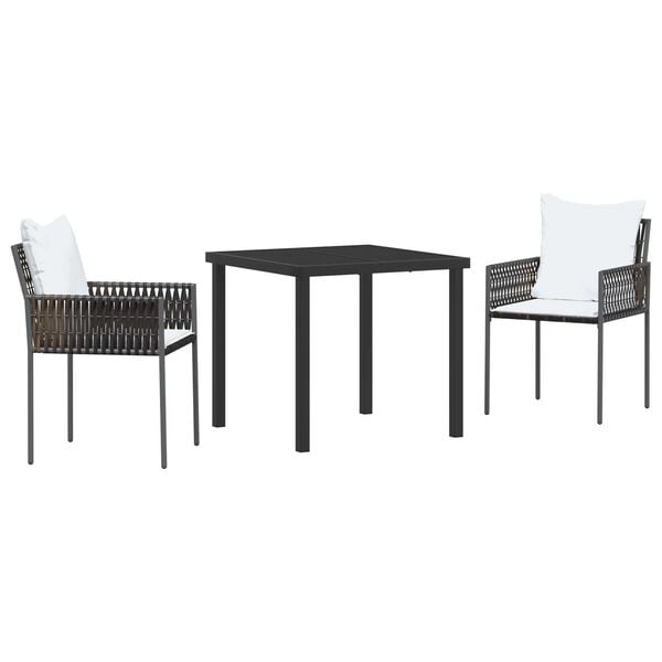 vidaXL Garden Dining Set 5 pcs Black Poly rattan