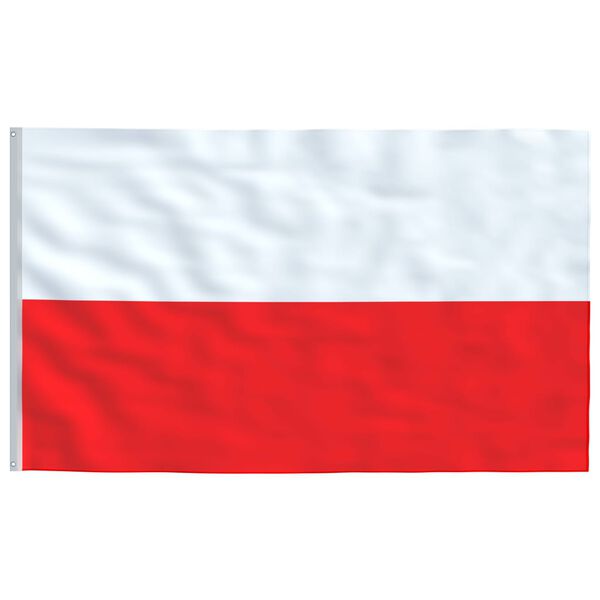 vidaXL Poland Flag Red, White, Silver 68D 100% Polyester, Aluminum Large