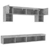 vidaXL 6 Piece TV Wall Units with LED Concrete Gray Engineered Wood