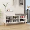 vidaXL Shoe Cabinet High gloss white Engineered Wood, Solid Eucalyptus Wood