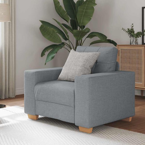 vidaXL Sofa Chair Light Grey Polyester, Plywood, Steel Single Sofa Chair