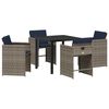 vidaXL Garden Dining Set with Cushion 5 pcs Grey Poly Rattan