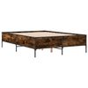 vidaXL Bed Frame Smoked Oak Engineered Wood and Steel Full Bed Frame