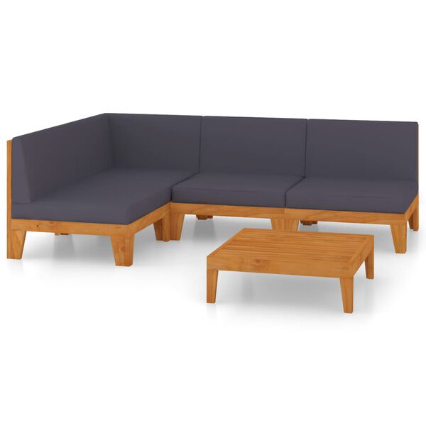 vidaXL Garden Lounge Set Dark grey (cushions) Solid acacia wood Medium