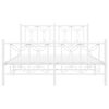 vidaXL Bed Frame White Steel Double Bed Frame Rectangular Modern