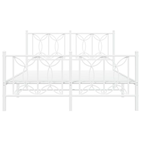 vidaXL Bed Frame White Steel Double Bed Frame Rectangular Modern