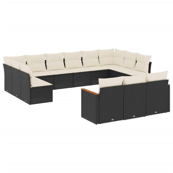 vidaXL Garden Sofa Set Black and Cream White