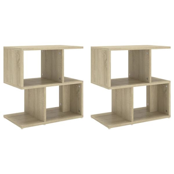 vidaXL Bedside Cabinet Set of 2 Sonoma oak Engineered wood Medium