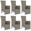 vidaXL Garden Dining Set Grey PE rattan Large Adjustable Footrests