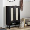 vidaXL Shoe Cabinet Black Solid pine wood, engineered wood, poly rattan