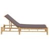 vidaXL Sun Lounger Bamboo, Dark Grey Bamboo, 100% polyester Large