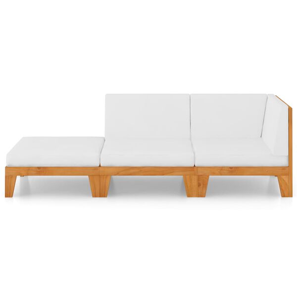 vidaXL Garden Lounge Set Cream white Solid acacia wood, 100% polyester