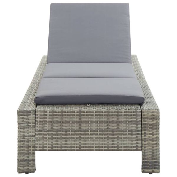 vidaXL Sun Lounger Grey rattan PE rattan, powder-coated steel
